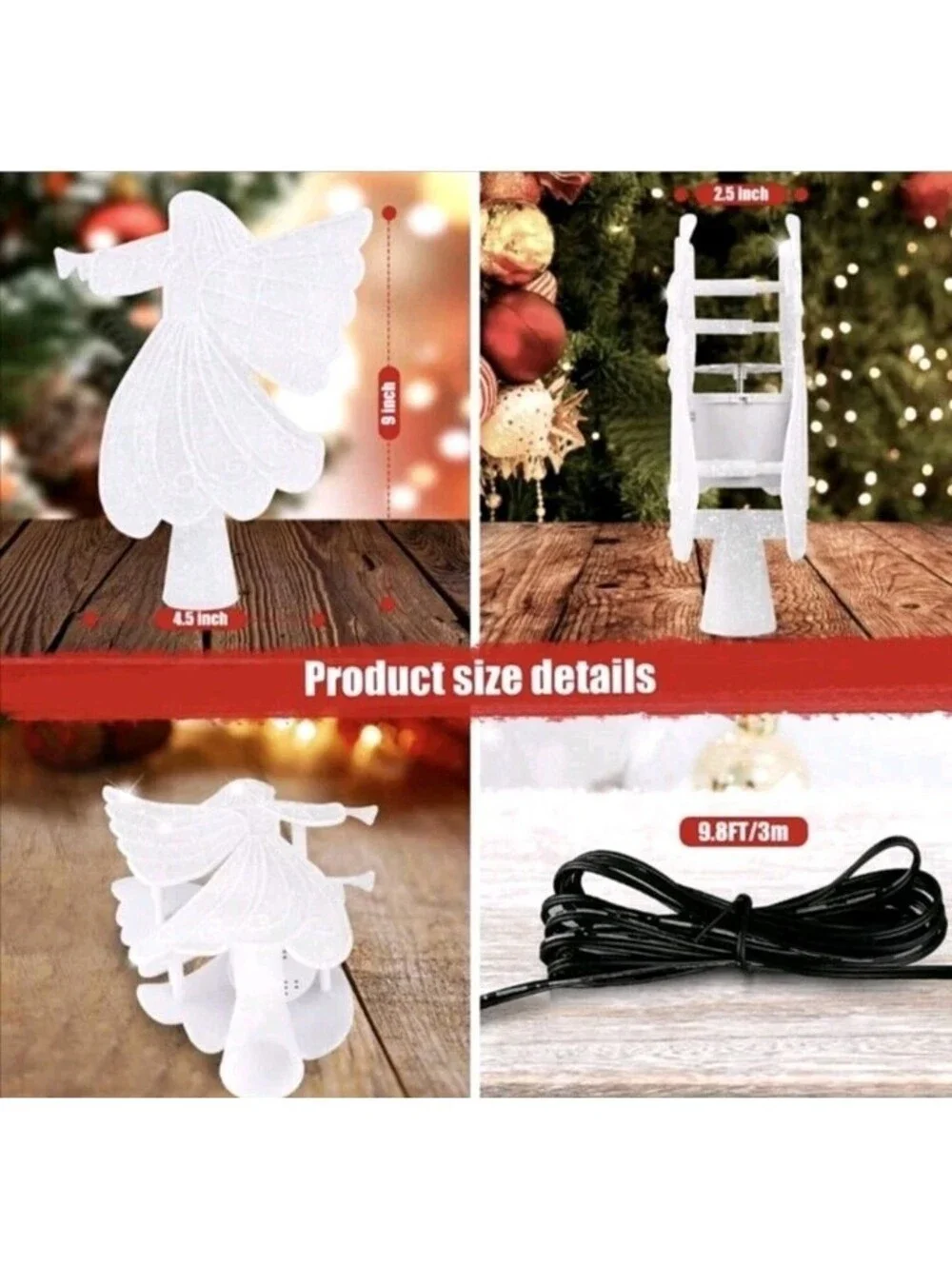 Christmas Tree Topper,2-in-1 Angel Tree Toppers Christmas Decorations,Christmas
